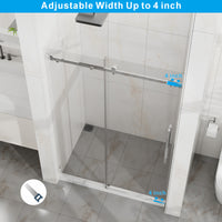 Goodyo 44-48 in. W x 72 in. H Frameless Sliding Shower Door, Chrome Stainless Steel Hardware, 1/4 in. Clear Tempered Glass
