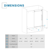 Goodyo 56-60 in. W x 58 in. H Frameless Sliding Bathtub Shower Door, Matte Black Stainless Steel Hardware, 1/4 in. Clear Tempered Glass