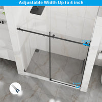 Goodyo 56-60 in. W x 72 in. H Frameless Sliding Shower Door, Matte Black Stainless Steel Hardware, 1/4 in. Clear Tempered Glass