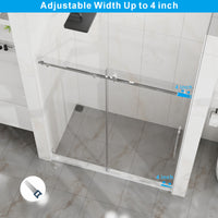 Goodyo 56-60 in. W x 72 in. H Frameless Sliding Shower Door, Chrome Stainless Steel Hardware, 1/4 in. Clear Tempered Glass