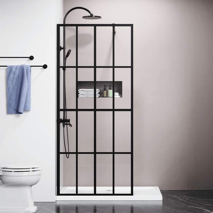 Goodyo® 34x72" Black Silk-Print Shower Door Walk-in