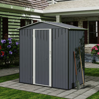 Goodyo® 6‘x4’ Outdoor Storage Shed, Waterproof Metal Tool Sheds, Large Storage Garden Sheds with Lockable Door, Sloping Roof and Vent for Backyard Garden Patio Lawn, Gray