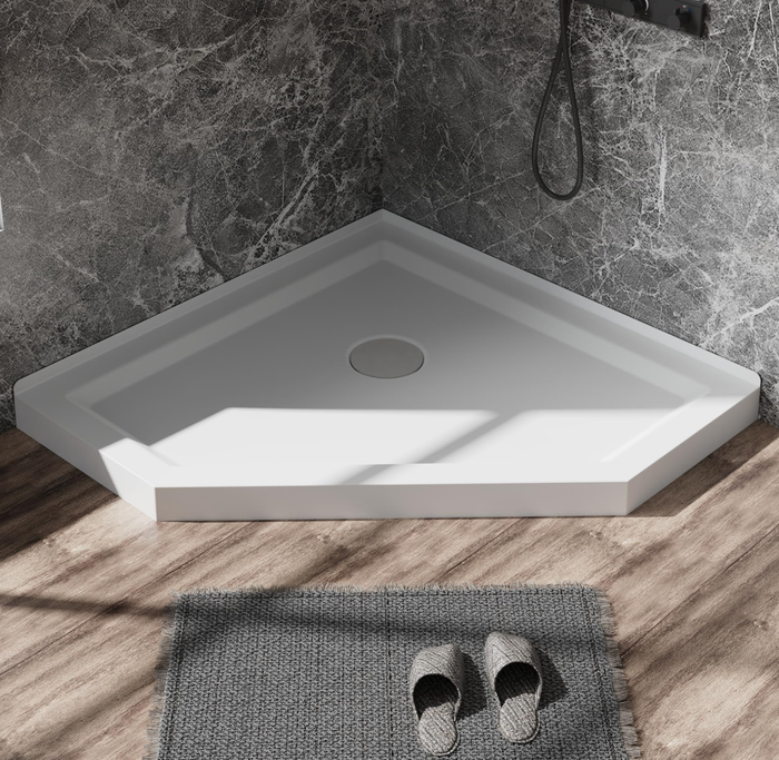 Goodyo® Shower Base 36“x 36“ Neo-Angle Shower Pan Center Drain White Finish (no drain kit)