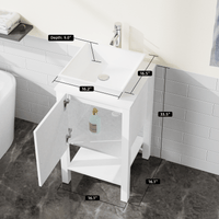 Goodyo® 18” White Bathroom Vanity with Vessel Sink Top Combo