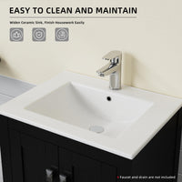 Goodyo® 20“ Black Bathroom Vanity Sink Combo with door and drawer open