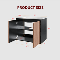 Goodyo 30" Modern Bathroom Vanity with Sink Combo – Fluted Walnut & Black Freestanding Cabinet with Adjustable  Metal Feet