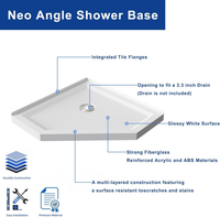 Goodyo® Shower Base 36“x 36“ Neo-Angle Shower Pan Center Drain White Finish (no drain kit)