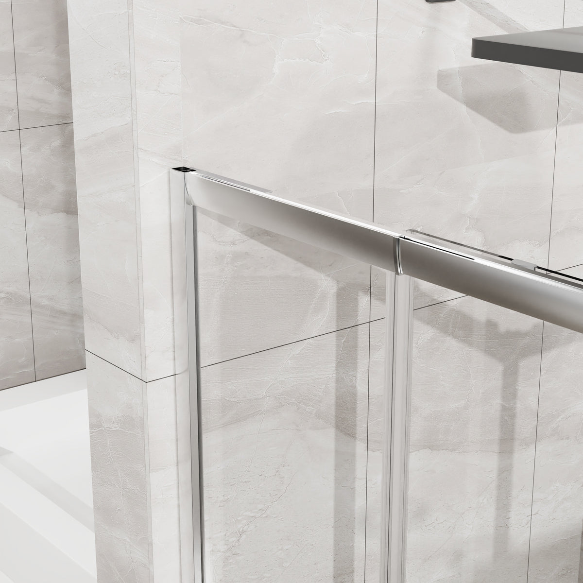 Goodyo Adjustable Square Shower Enclosure, Fits 32–36 in. Square Spaces Double Sliding Shower Doors 72.in H Chrome