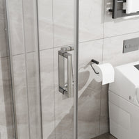 Goodyo Corner Shower Door Enclosure 32" W x 32" D x 72" H Tempered Glass Shower Door with Base Combo, Chrome Double Sliding Door with White Acrylic Shower Pan