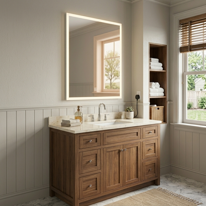 Sciroyo LED Mirror 24" x 16" for Vanity Touch Control High Lumen,Dimmable, Waterproof