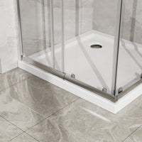 Goodyo Corner Shower Door Enclosure 32" W x 32" D x 72" H Tempered Glass Shower Door with Base Combo, Chrome Double Sliding Door with White Acrylic Shower Pan