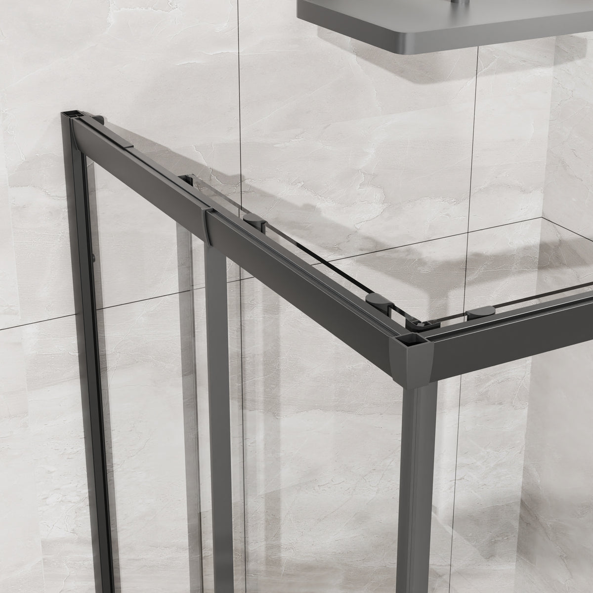 Goodyo Corner Shower Door Enclosure 32" W x 32" D x 72" H Tempered Glass Shower Door with Base Combo, Black Double Sliding Door with White Acrylic Shower Pan
