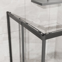 Goodyo Corner Shower Door Enclosure 32" W x 32" D x 72" H Tempered Glass Shower Door with Base Combo, Black Double Sliding Door with White Acrylic Shower Pan