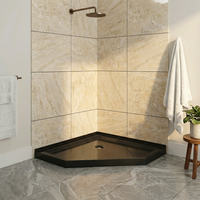 Goodyo Shower Pan 36" x 36" Neo-Angle Shower Base Black, Corner Drain Acrylic Shower Base (No Drain Kit)