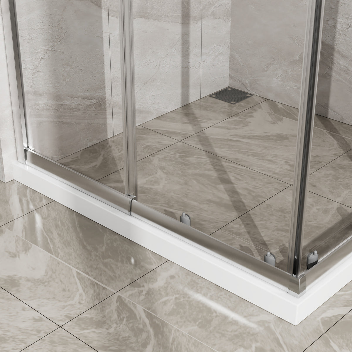 Goodyo Adjustable Square Shower Enclosure, Fits 32–36 in. Square Spaces Double Sliding Shower Doors 72.in H Chrome