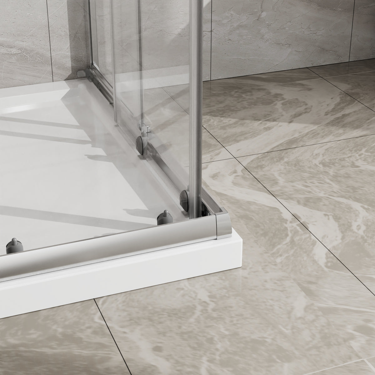 Goodyo Corner Shower Door Enclosure 32" W x 32" D x 72" H Tempered Glass Shower Door with Base Combo, Chrome Double Sliding Door with White Acrylic Shower Pan