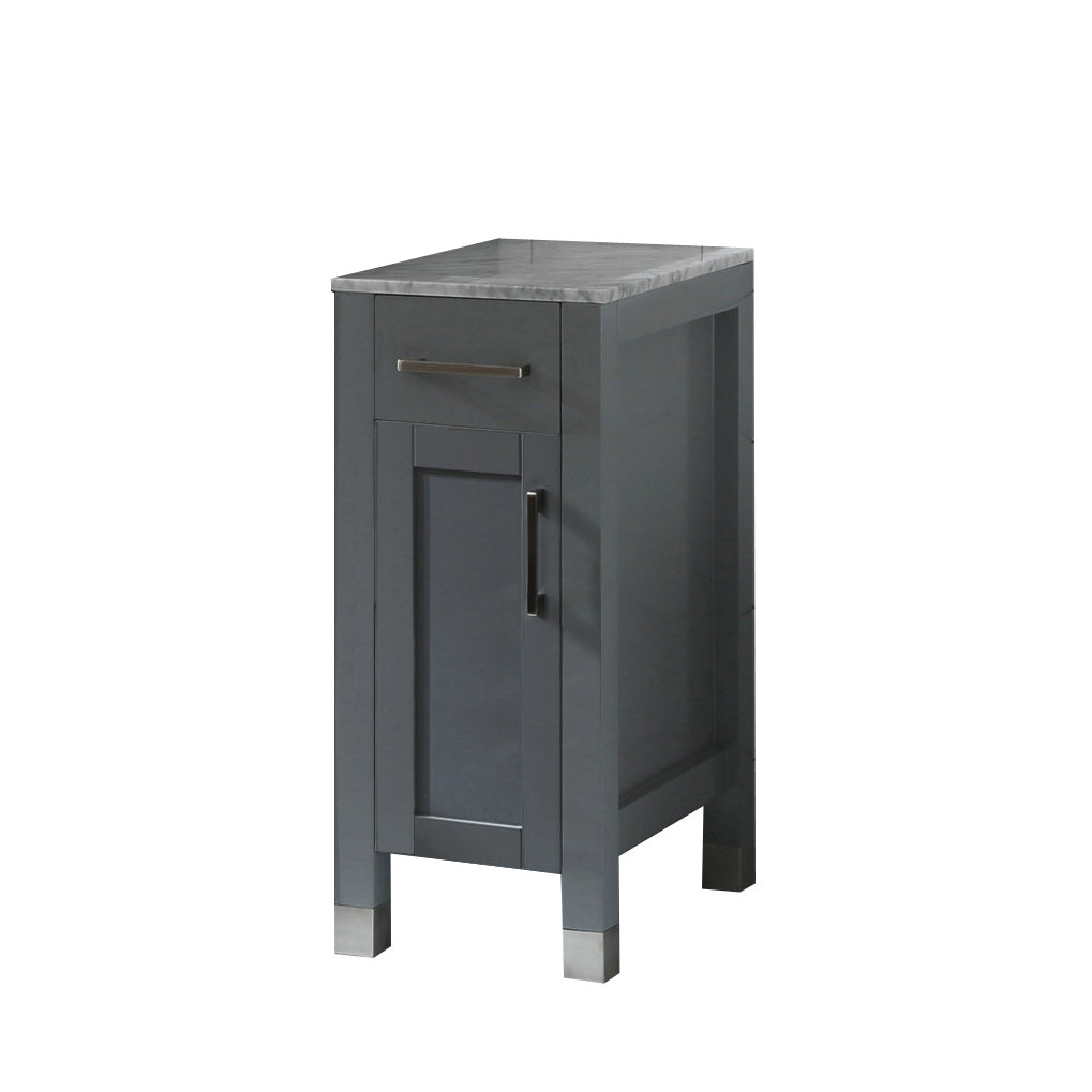 Goodyo® 12" Bathroom Vanity Cabinet Small Storage Cabinet Wood Grey Painted with Natural Marble Top