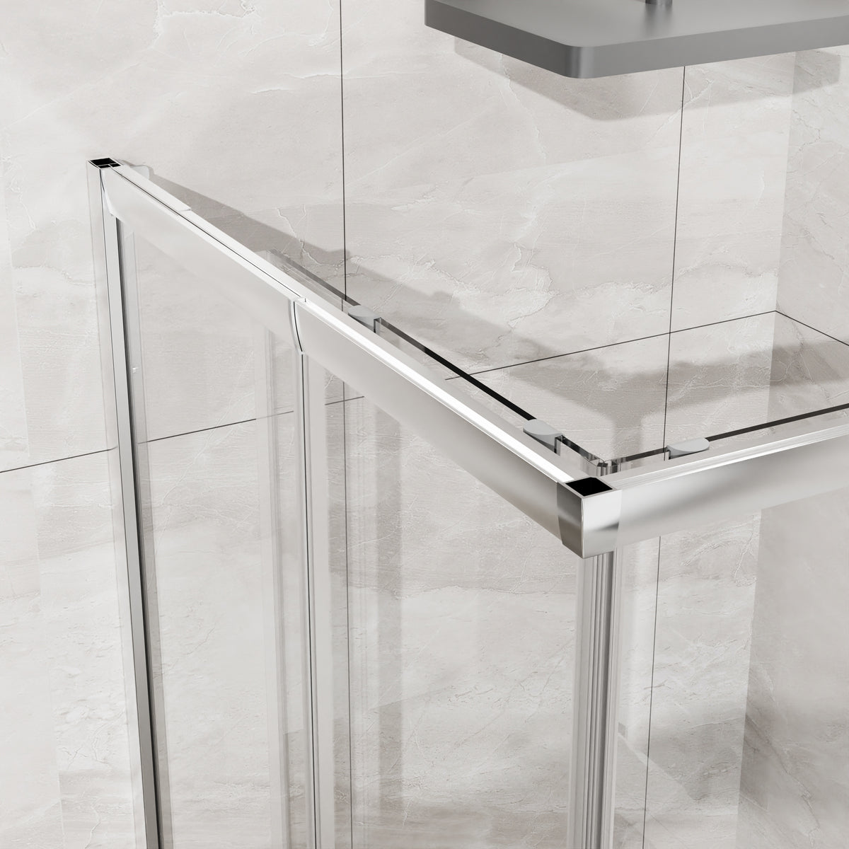 Goodyo Corner Shower Door Enclosure 32" W x 32" D x 72" H Tempered Glass Shower Door with Base Combo, Chrome Double Sliding Door with White Acrylic Shower Pan