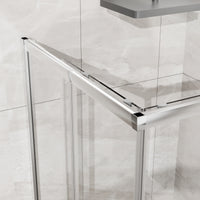 Goodyo Corner Shower Door Enclosure 32" W x 32" D x 72" H Tempered Glass Shower Door with Base Combo, Chrome Double Sliding Door with White Acrylic Shower Pan