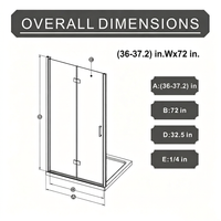 Goodyo® 36"x 72" Bifold Frameless Glass Shower Door Pivot Swing Shower Panel Chrome, Foldable