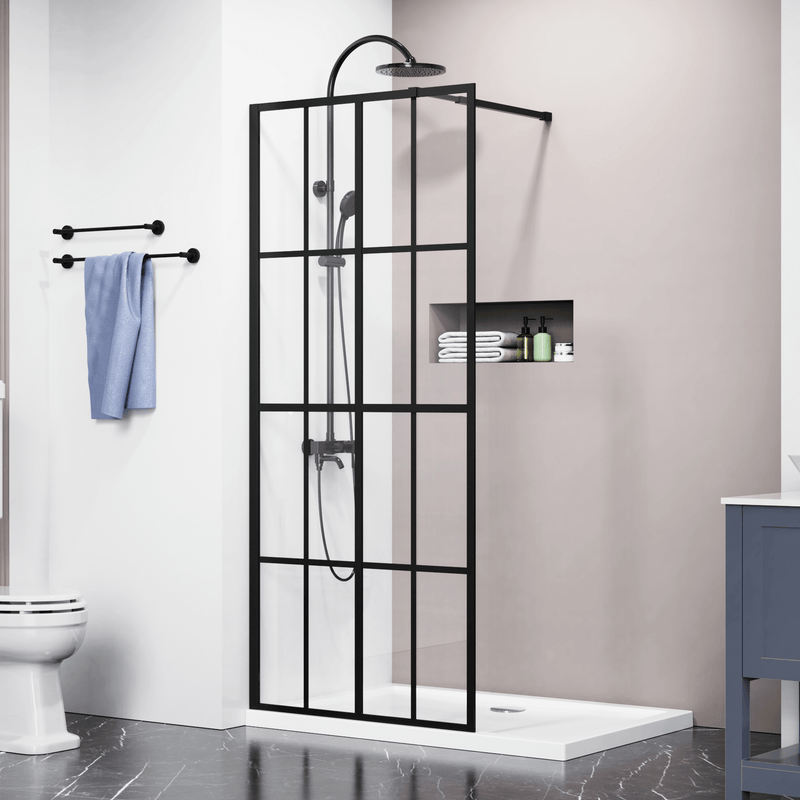 Goodyo® 34x72" Black Silk-Print Shower Door Walk-in