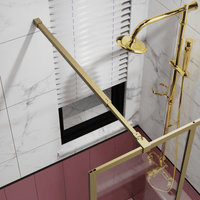 34" Shower Screen Glass Shower Door(4-panels) Gold