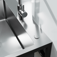 24“ Gray Laundry Sink Utility Cabinet w/ Silver Sink