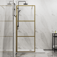 34" Gold Glass Shower Panel Fixed Shower Door(3-panels)