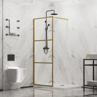 34" Gold Glass Shower Panel Fixed Shower Door(3-panels)