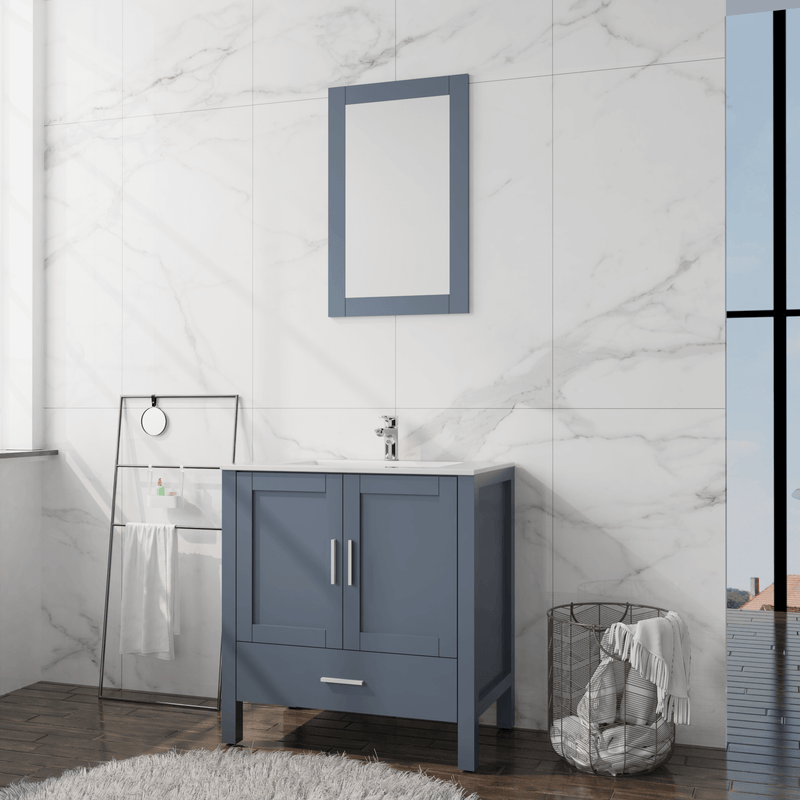 30" Bathroom Vanity Gray with Sink & Mirror