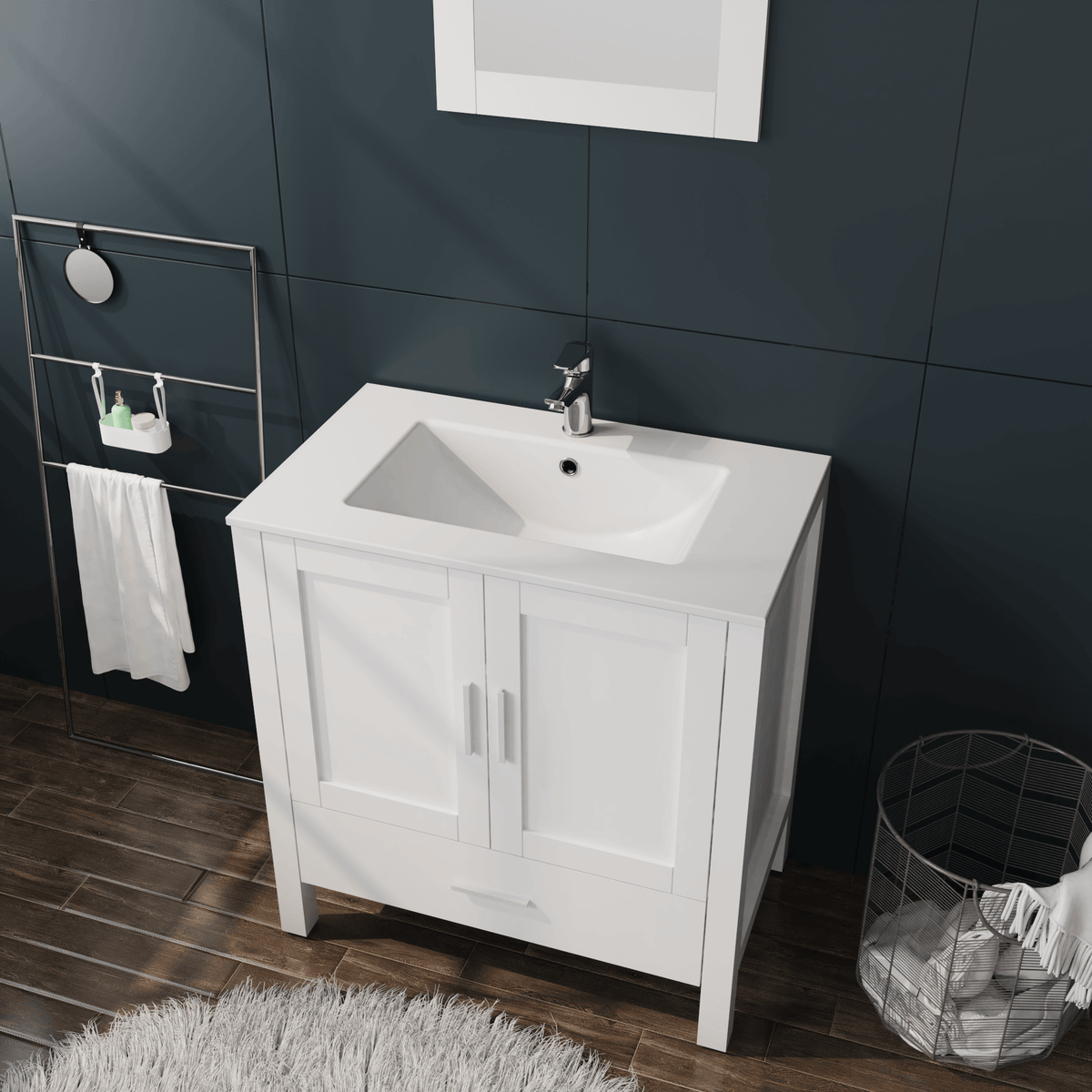 30“ White Bathroom Sink Vanity