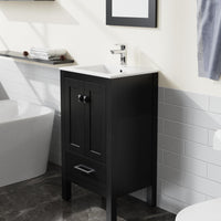 Goodyo® 20“ Black Bathroom Vanity Sink Combo with door and drawer open