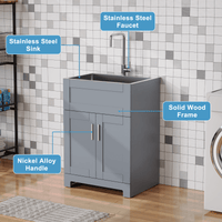 Goodyo® 24“ Gray Utility Room Sink Cabinet Commercial Laundry Tub