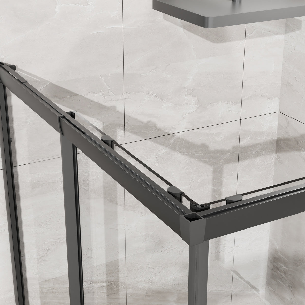 Goodyo Adjustable Square Shower Enclosure, Fits 32–36 in. Square Spaces Double Sliding Shower Doors 72.in H Matte Black