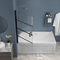 31.5"X55" Bathtub Screen Shower Door Black