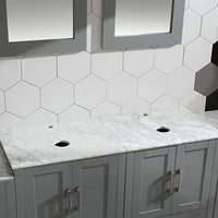 72" Gray Bathroom Vanity w/ Marble Tops
