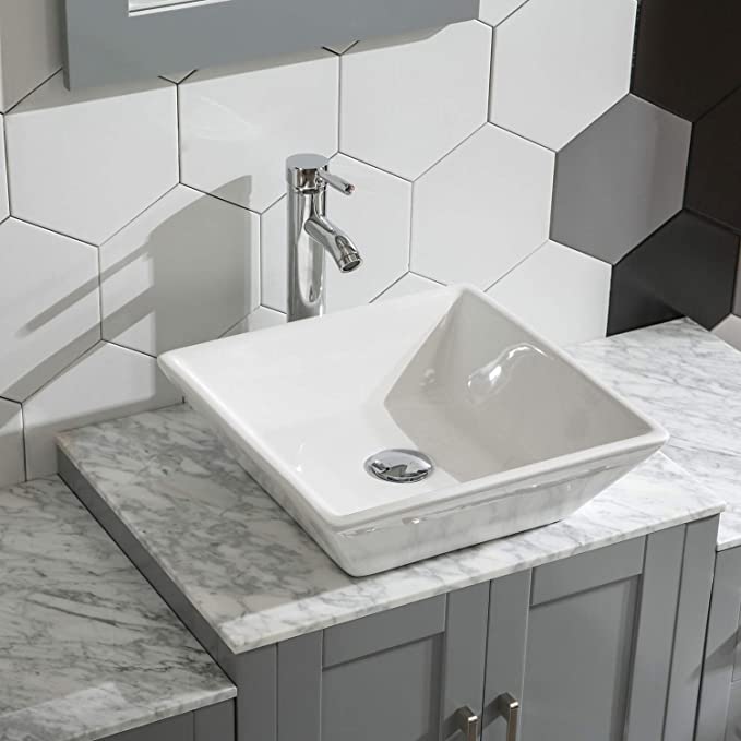 48" Gray Bathroom Vanity w/ Marble Top