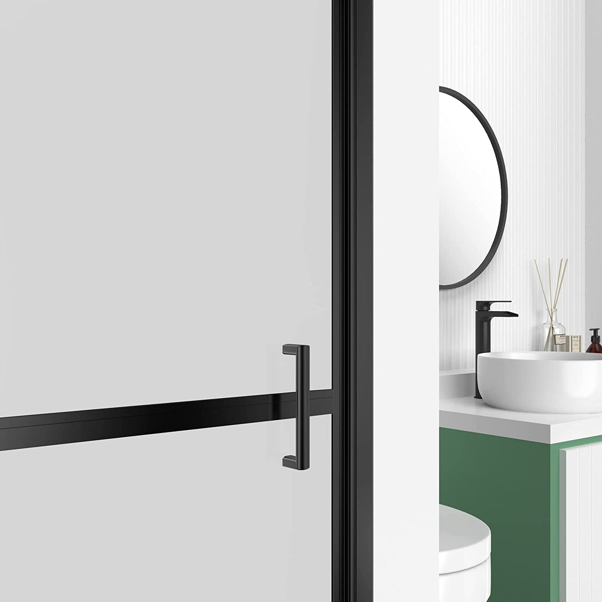 34"x72" Frosted Framed Hinged Swing Shower Door