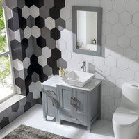 36" Gray Bathroom Vanity w/ Marble Top