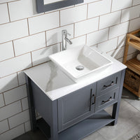 30" Gray Bathroom Vanity w/ Marble Pattern Top