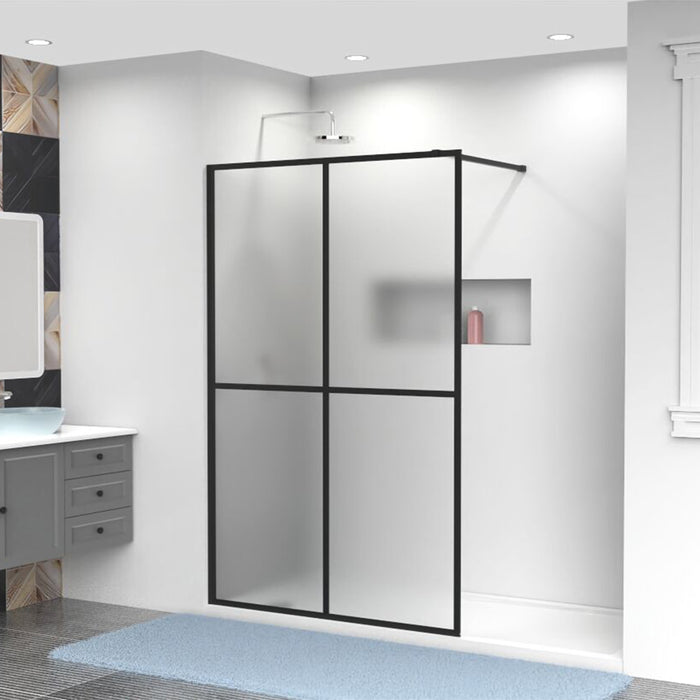 Goodyo® 34“x72” Black Shower Screen Frost Glass Wetroom